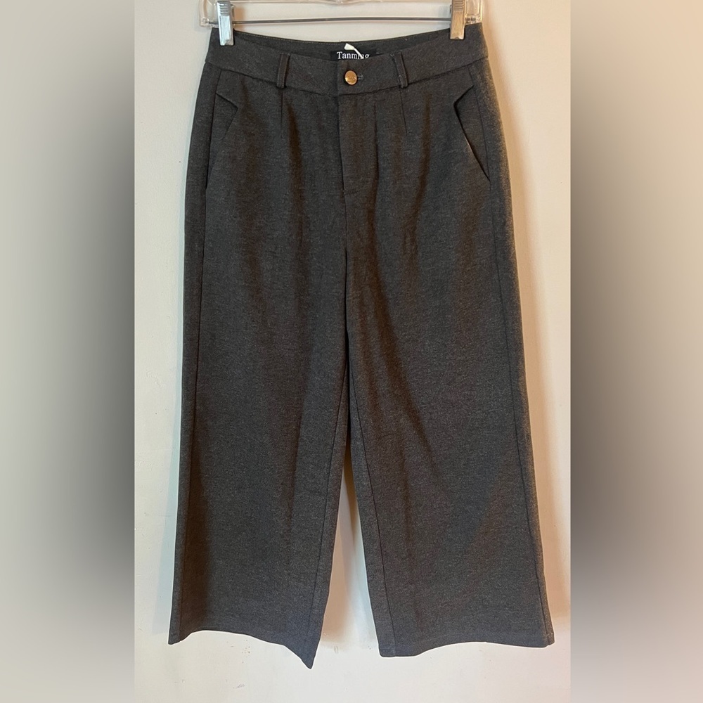 TANMING Women’s Dark Gray Wool Blend Wide Leg Pants Size S NEW
